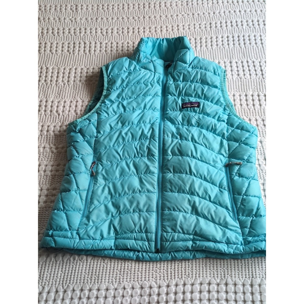 Patagonia Down Sweater Vest Puffer Full Zip Light Blue Size Large Outdoors